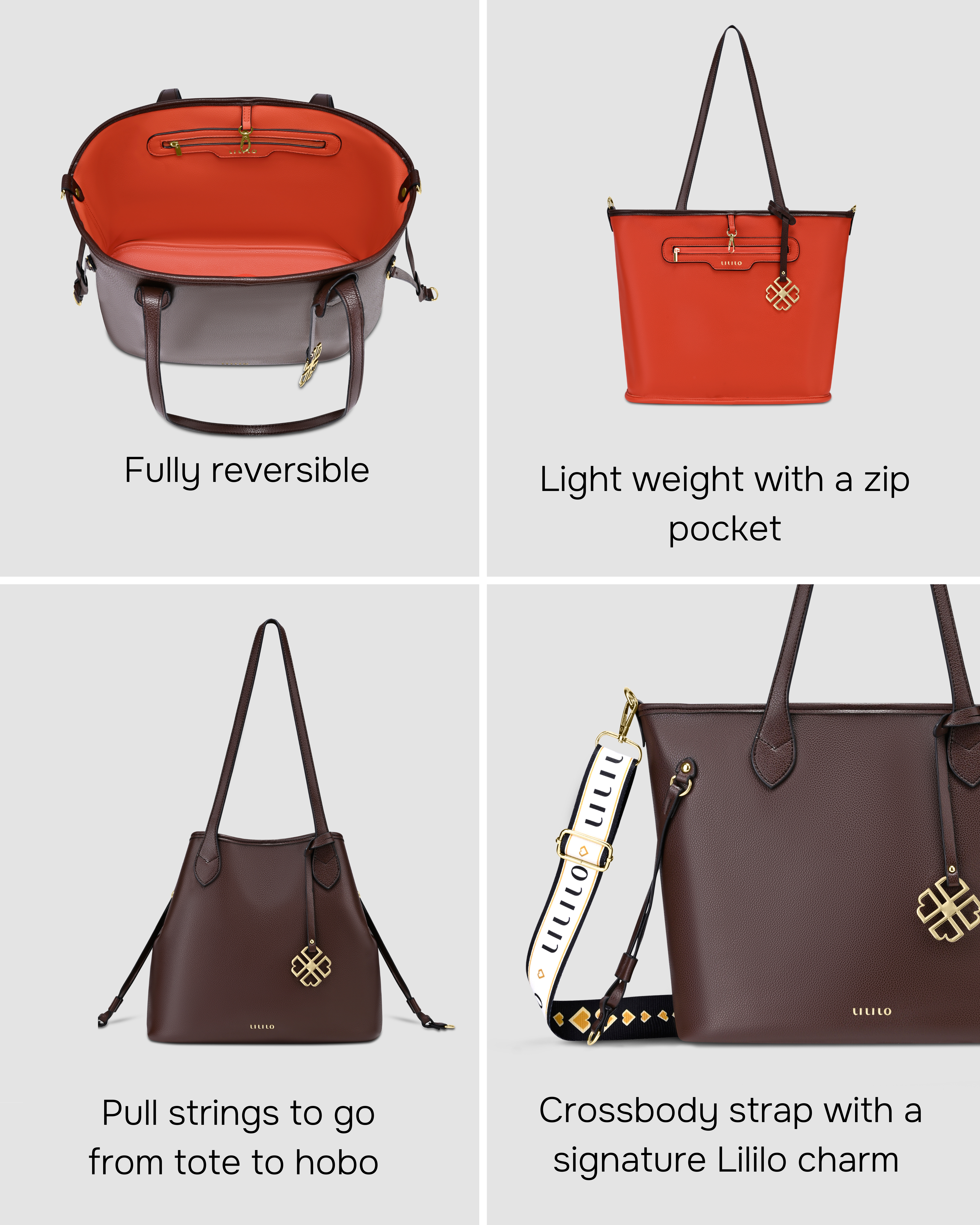 Two Faced Reversible Tote Bag - Zipper