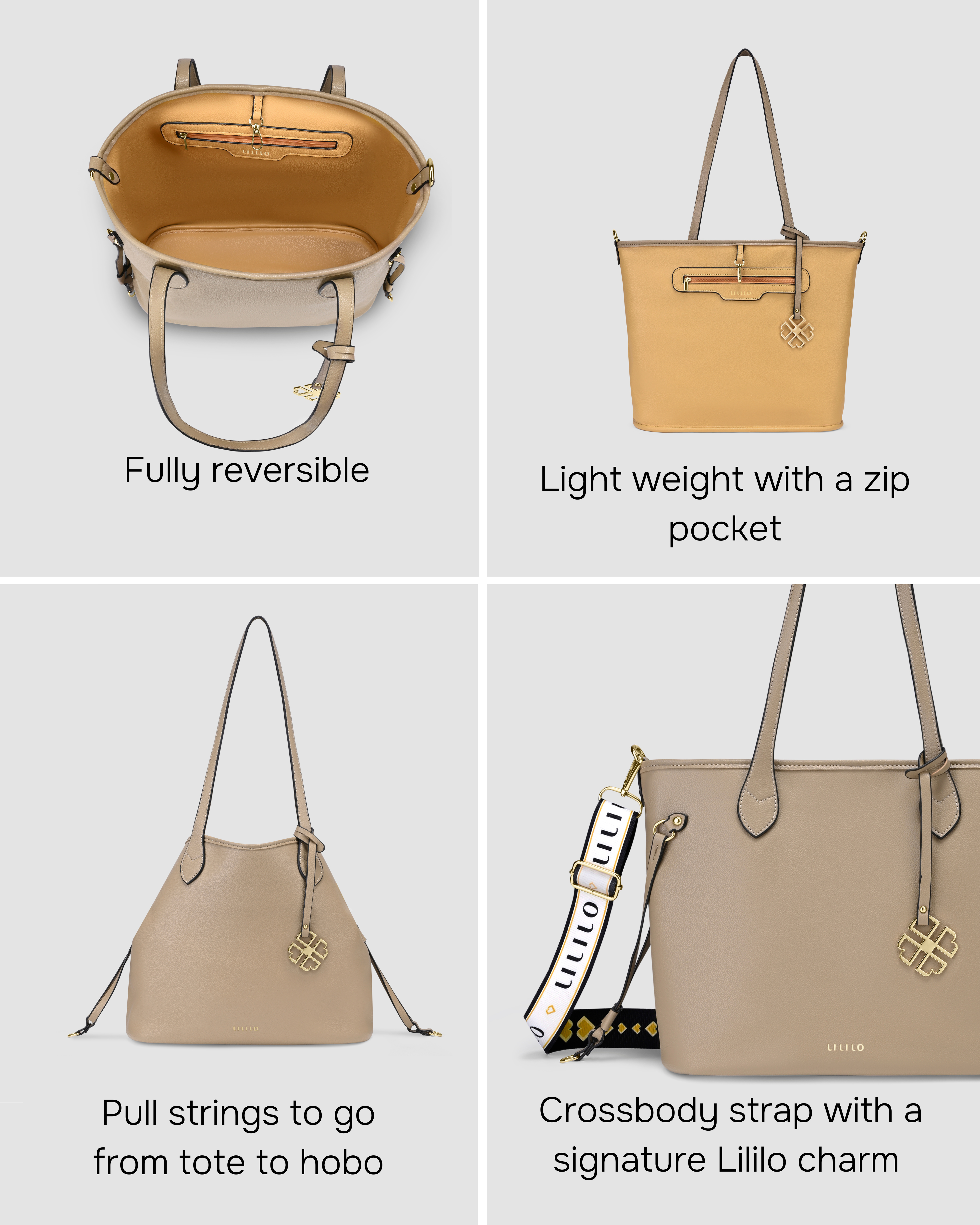 Two Faced Reversible Tote Bag - Zipper